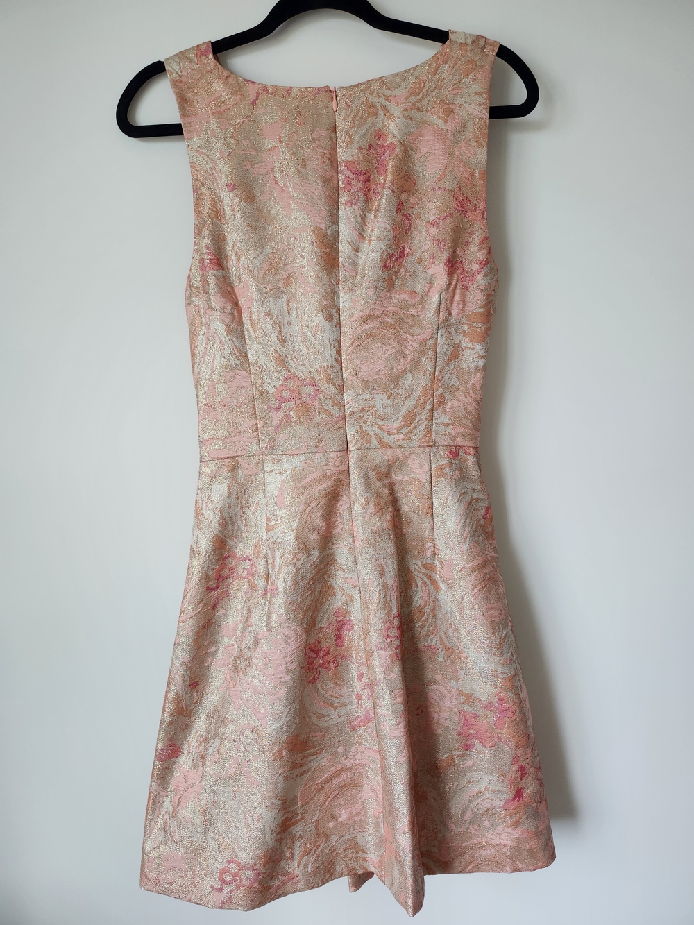 Vince Camuto Pink Metallic Brocade Crisscross Mini Dress - Picture 13 of 16